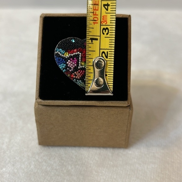 Solid Sterling Silver Micro Mosaic Heart Shaped Ring Size 7 - Picture 11 of 11